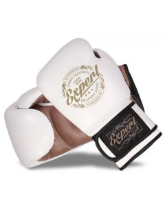 Перчатки боксерские Fight Expert Vintage White на липучке кожа 14 OZ Flamma
