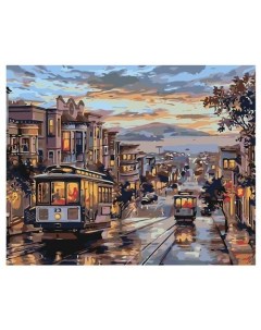 Картина по номерам Вечерний трамвай на холсте 40х50 см Dell' arte