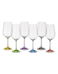 Бокал для вина 350 мл стекло 6 шт Виола цветные ножки 40729 D2222 350 Bohemia