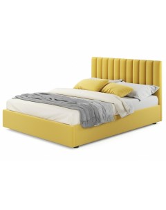 Мягкая кровать Olivia 1600 желтая с подъемным механизмом Bravo