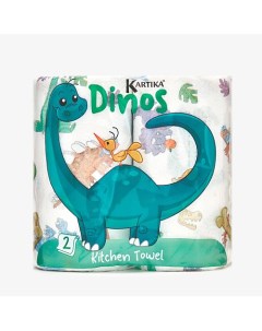 Полотенца бумажные кухонные Динозавры 2 слоя 2 Kartika