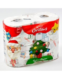 Туалетная бумага с рисунком Рождество 3 слоя Kartika