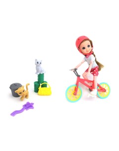 Кукла с аксессуарами Нина на прогулке на велосипеде 16 см Nd play