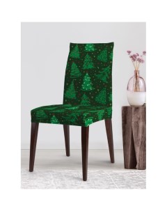 Декоративный велюровый чехол на стул со спинкой Танец елок Joyarty