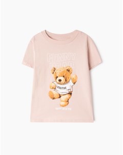 Розовая футболка с медведем для девочки Gloria jeans