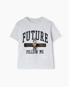 Серая футболка с принтом Future для мальчика Gloria jeans