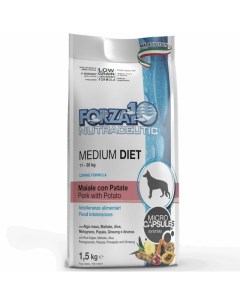 Medium Diet Low Grain полнорационный диетический корм для взрослых собак средних пород из свинины ка Forza10