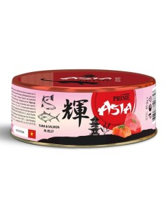 Asia влажный корм для кошек с тунцом и лососем кусочки в желе в консервах 85 г Prime