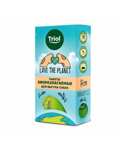 Love the planet пакеты для уборки фекалий биоразлагаемые d25 х 60 мм 4 рулона Триол