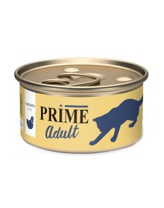 Adult влажный корм для кошек паштет с курицей в консервах 75 г Prime