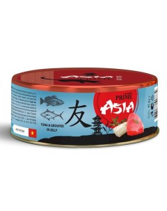 Asia влажный корм для кошек с тунцом и рыбой групер кусочки в желе в консервах 85 г Prime