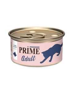 Adult влажный корм для кошек с говядиной кусочки в соусе в консервах 75 г Prime
