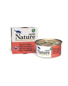 Nature влажный корм для кошек с тунцом и креветками кусочки в желе в консервах 85 г Prime