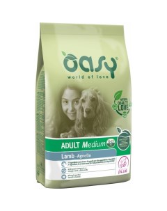 Dry Dog Adult Medium сухой корм для взрослых собак средних пород с ягненком 3 кг Oasy