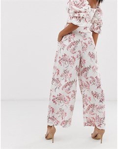 Комбинируемые брюки с завышенной талией широкими штанинами и цветочным принтом Forever new