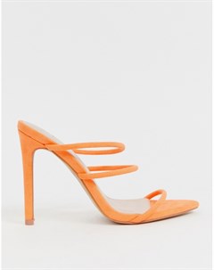 Оранжевые босоножки на каблуке с острым носком Boohoo