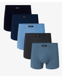 Мужские трусы шорты набор из 5 шт хлопок темно синие темно голубые светло голубые графит голубые Atlantic