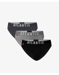 Мужские трусы слипы спорт набор 3 шт хлопок графит серый меланж черные Atlantic