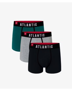 Мужские трусы шорты набор из 3 шт хлопок зеленые серый меланж графит Atlantic