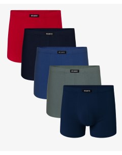 Мужские трусы шорты набор из 5 шт хлопок красные темно синие голубые изумрудные темно голубые Atlantic