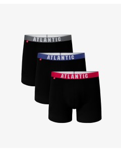 Мужские трусы шорты удлиненные набор 3 шт хлопок черные Atlantic