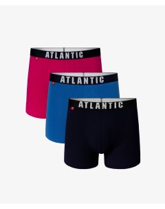 Мужские трусы шорты набор из 3 шт хлопок розовые бирюзовые темно синие Atlantic