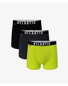Мужские трусы шорты набор из 3 шт хлопок черные графит лайм Atlantic