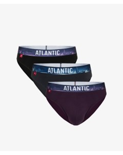 Мужские трусы слипы спорт набор 3 шт хлопок черные графит темно фиолетовые Atlantic