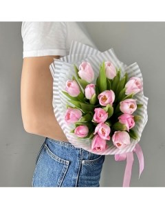 Букет из розовых тюльпанов 15 шт Л'этуаль flowers
