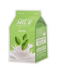Маска для лица Зеленый чай с молочными протеинами 21 г A'pieu