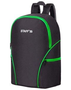 Рюкзак Trip универсальный 2 кармана черный с салатовыми деталями 40x27x15 5 см 270788 Staff