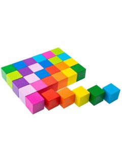 Деревянная игрушка Кубики Цветные 30 шт Томик