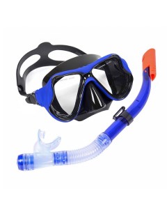 Набор для плавания взрослый маска трубка силикон E33175 синий Sportex
