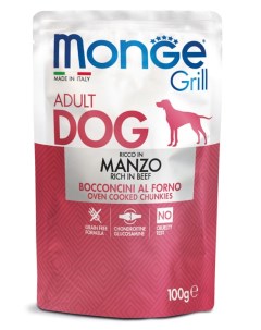 Влажный корм для собак Grill Pouch говядина 0 1 кг Monge