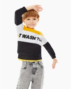 Горчичный свитшот колор блок с принтом для мальчика Gloria jeans