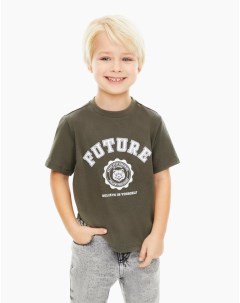 Хаки футболка с принтом Future для мальчика Gloria jeans