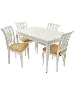 Обеденная группа стол и 4 стула белый 120x77x70 см Аврора