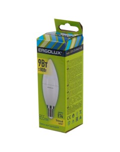 Лампа светодиодная LED 9Вт E14 3000K 172 265В свеча Ergolux