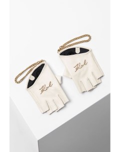 Кожаные перчатки с декоративной цепочкой Karl lagerfeld