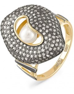 Кольцо с жемчугом и бриллиантами из жёлтого золота Kabarovsky