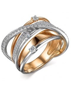 Кольцо с 101 бриллиантом из красного золота Костромская ювелирная фабрика "алькор"