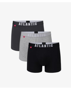 Мужские трусы шорты набор из 3 шт хлопок графит серый меланж черные Atlantic