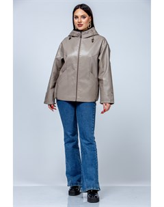 Женская кожаная куртка из эко кожи с капюшоном Мосмеха