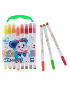 Фломастеры 24 цвета в пластиковом пенале с ручкой вентилируемый колпачок Мышка Calligrata