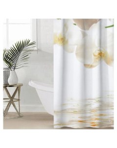 Штора для ванной комнаты Орхидея над водой 180 180 см полиэстер Доляна