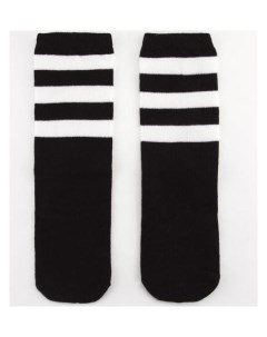 Носки детские цвет чёрный белые полоски размер 18 20 Hobby line