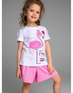 Комплект для девочек фуфайка трикотажная футболка шорты текстильные Playtoday kids