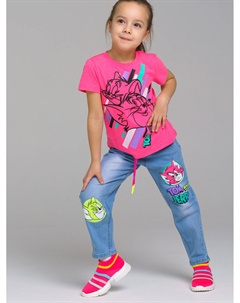 Брюки текстильные джинсовые для девочек Playtoday kids