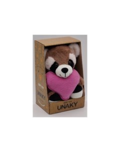 Мягкая игрушка Енот Крош с розовым флисовым сердцем с шариками для мелкой моторики 26 см Unaky soft toy