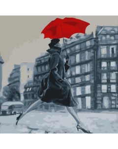 Картина по номерам Девушка с красным зонтом 30х30 см Molly